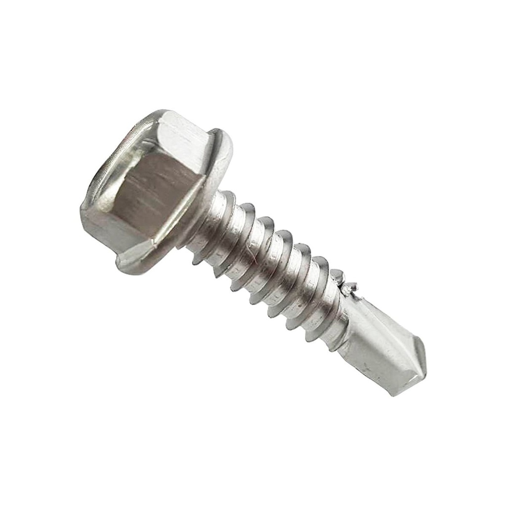 PIJA HEXAGONAL  PUNTA BROCA ACERO INOXIDABLE 410 1/4X3/4 (precio por caja, caja con 100 piezas)