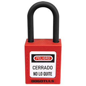 CANDADO BLOQUEO ROJO 38X44 GANCHO NYLON