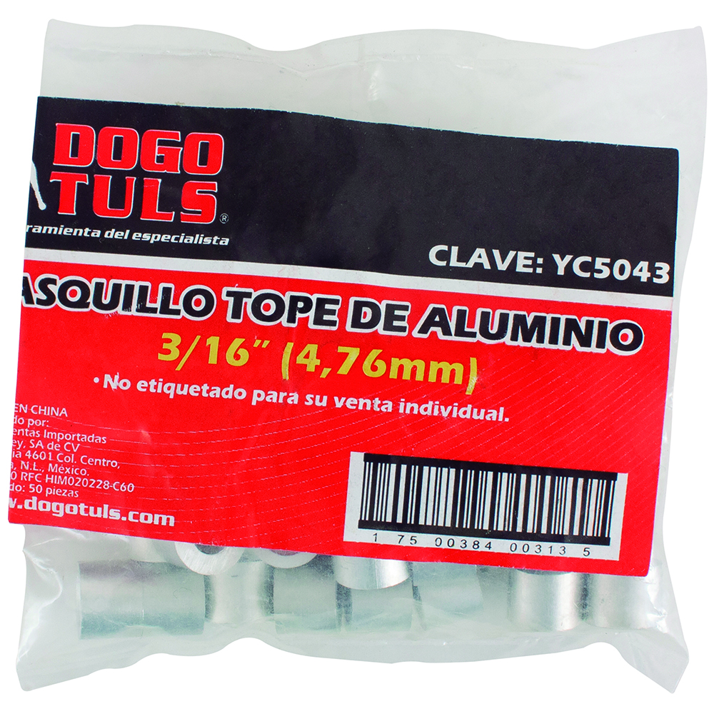 CASQUILLO TOPE 3/16" ALUMINIO