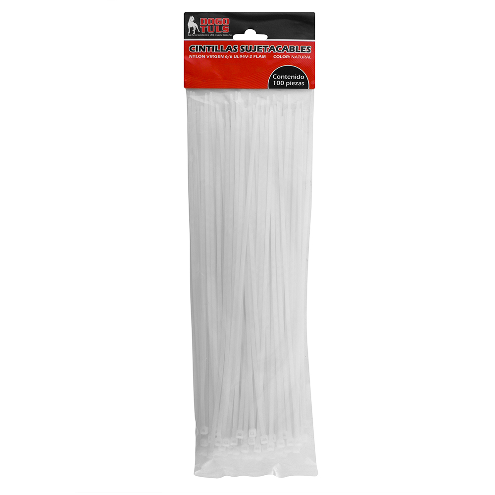 CINTILLA SUJETACABLE 12&quot; NATURAL C/100