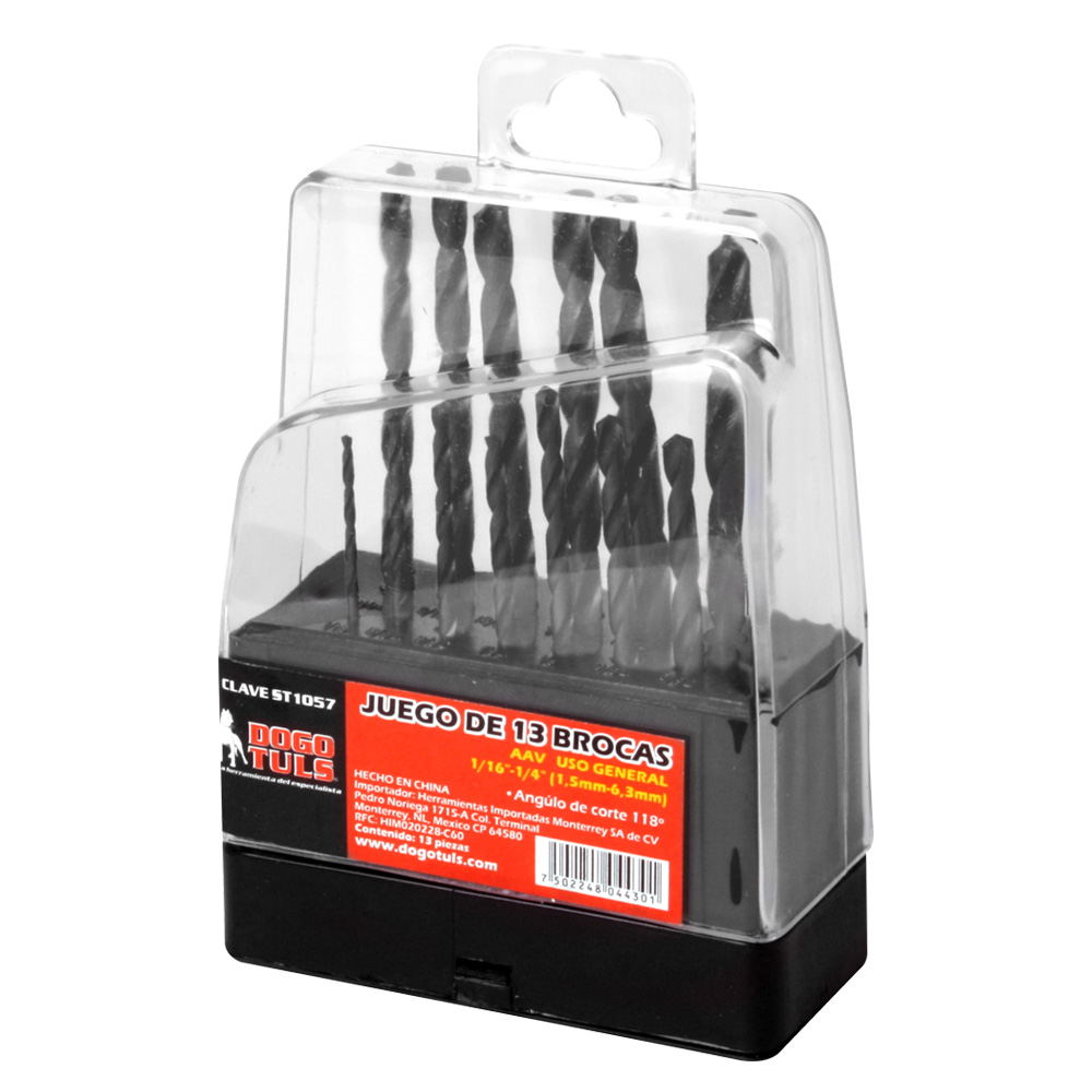 JUEGO 13 BROCAS USO GENERAL 1/16"-1/4"