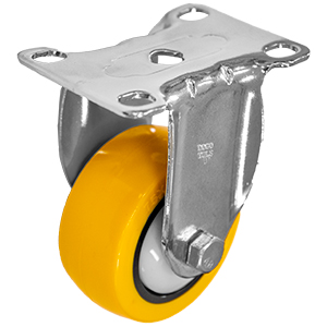 RODAJA PU AMARILLO CROMADA FIJA 3"
