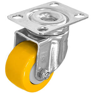 RODAJA PU AMARILLO CROMADA GIRATORIA 2"