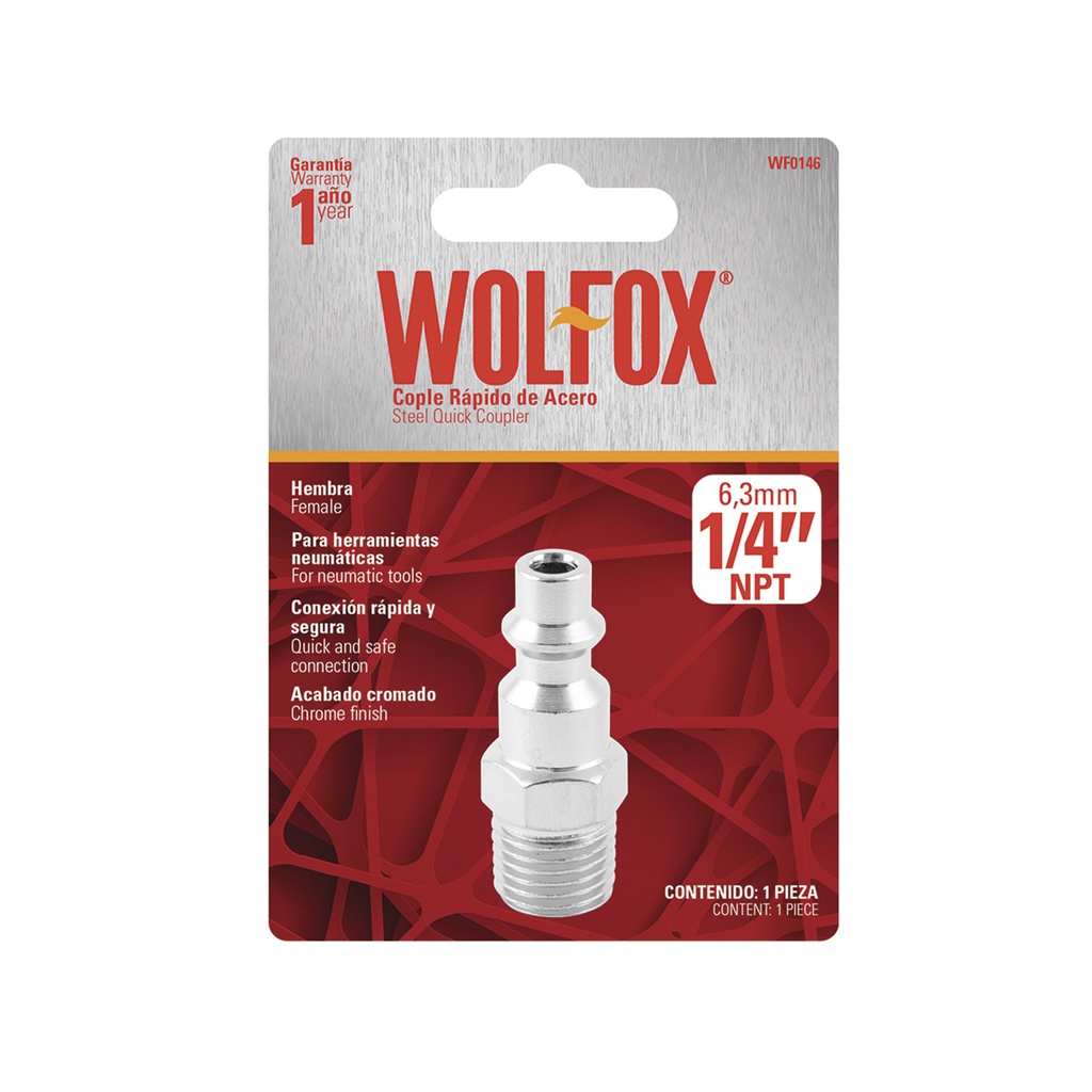 COPLE DE ACERO 1/4" HEMBRA