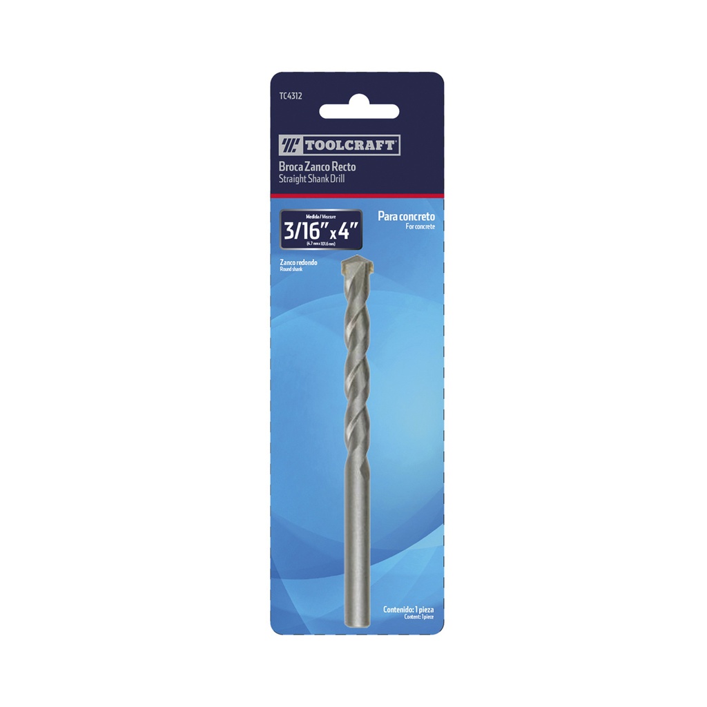 BROCA ZANCO RECTO 3/16" X 4" CONCRETO