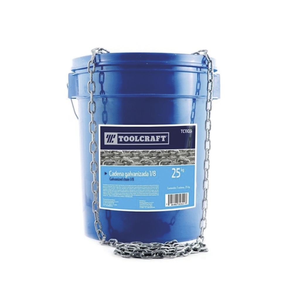 CADENA GALVANIZADA 1/8" CUBETA25 KGS