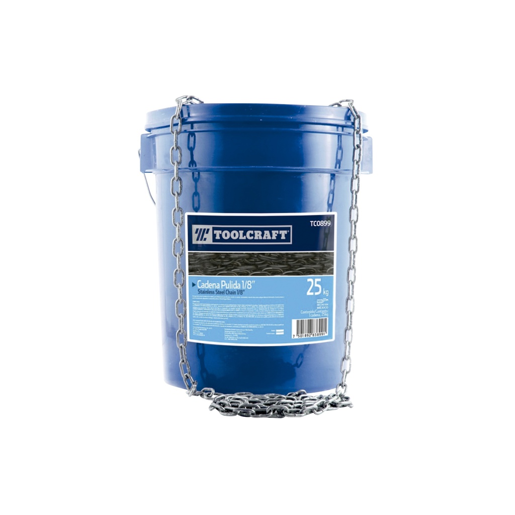 CADENA PULIDA 1/8" CUBETA 25 KGS