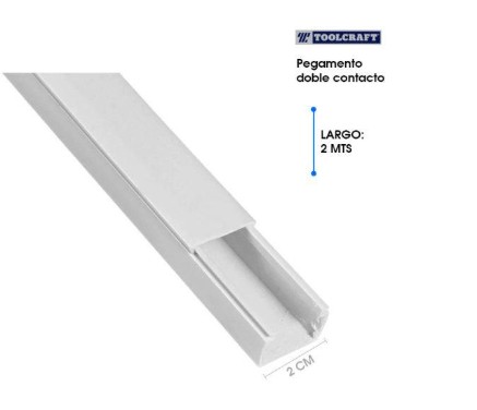 CANALETA PLASTICA C/ADHESIVO 20X15MM 1 VIA 2M LARGO