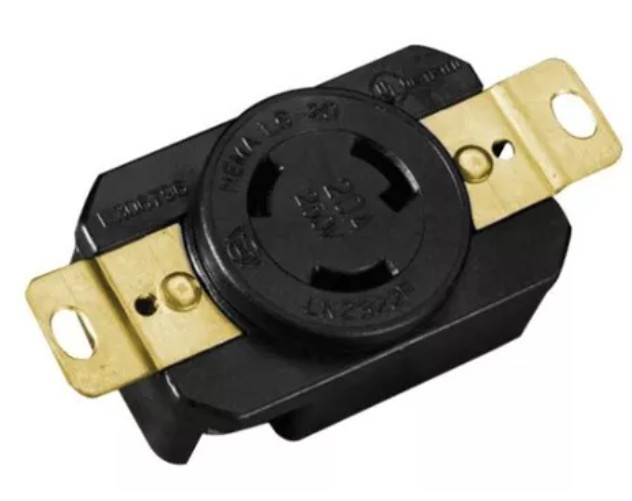 CONTACTO PARED SEGURIDAD MEDIA VUELTA 4P 20A 125/250V NYLON