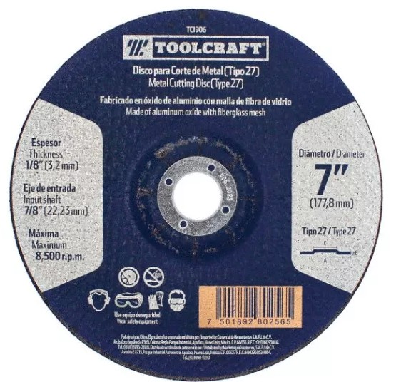 DISCO ABRASIVO CORTE DE METAL 7"