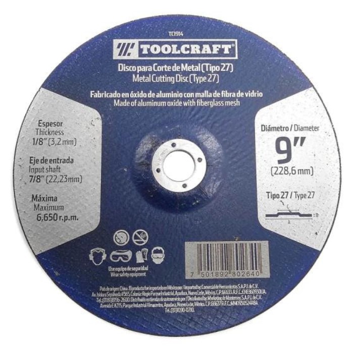 DISCO ABRASIVO CORTE DE METAL 9"