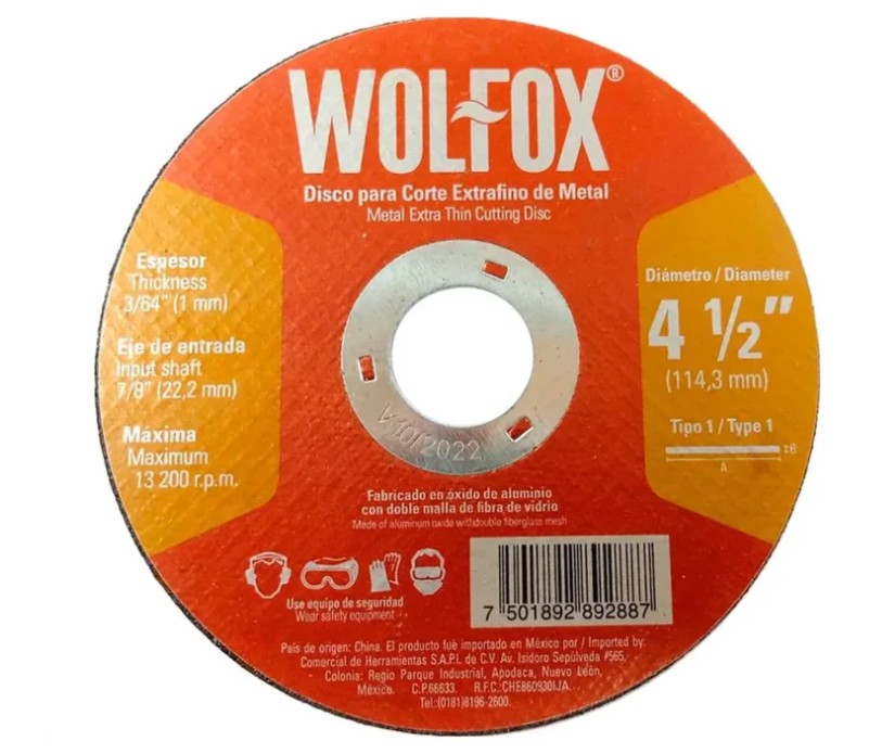 DISCO CORTE METAL EXTRAFINO 4 1/2" 1.2MM