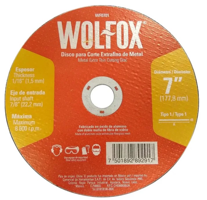 DISCO CORTE METAL EXTRAFINO 7" 1.5MM