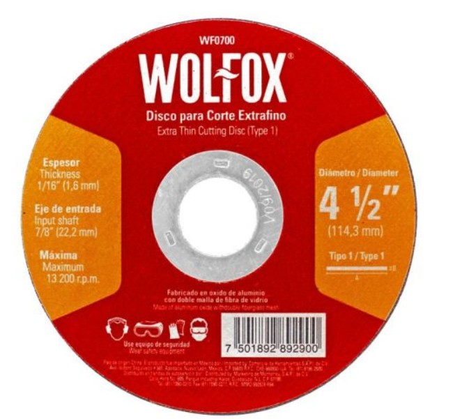 DISCO CORTE METAL FINO 4 1/2" 1.6MM