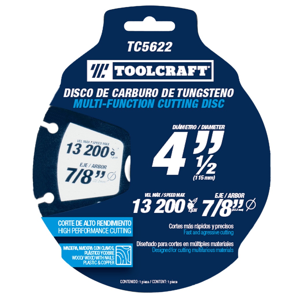 DISCO DE CARBURO DE TUNGSTENO 4 1/2" 