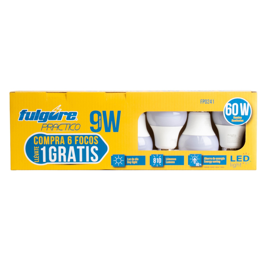 KIT 7 PCS FOCO LED 9W LUZ DIA BASE