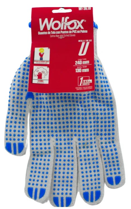 GUANTE DE TELA CON PUNTOS DEPVC EN PALMA