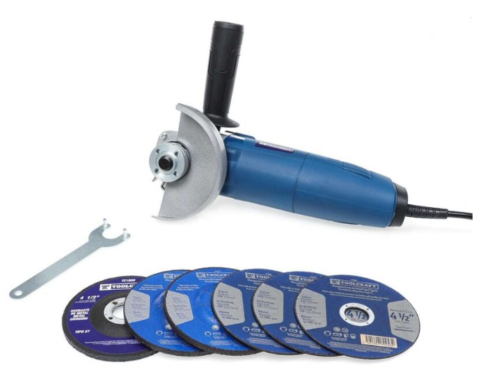 KIT ESMERILADORA ANGULAR 4 1/2" 900W CON 5 DISCOS