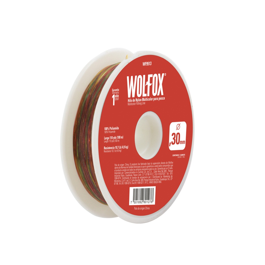 HILO DE NYLON PARA PESCA 0.30MM MULTICOLOR 100M