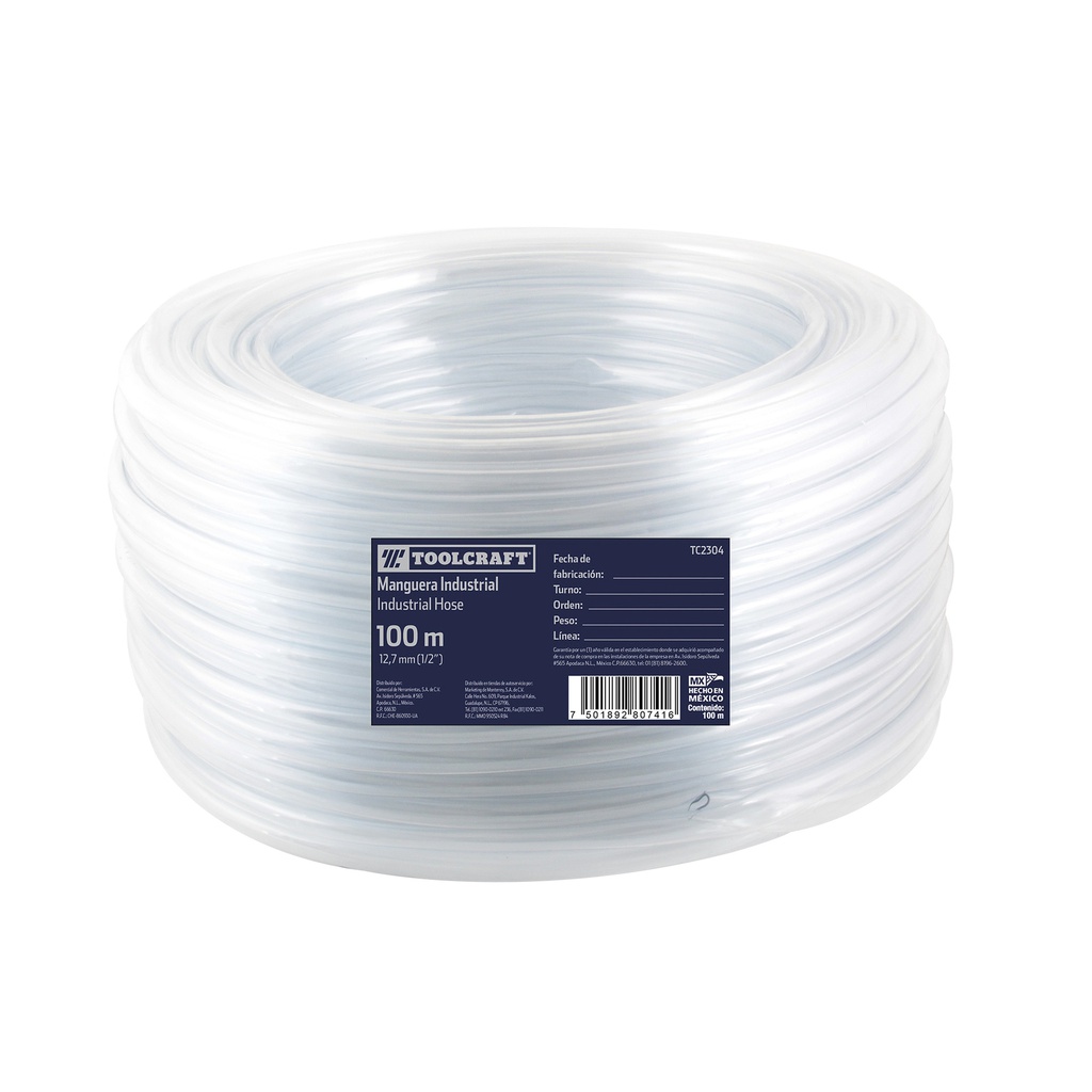 MANGUERA INDUSTRIAL 1/2" ROLLODE 100 MTS