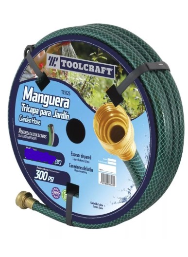MANGUERA TRICAPA REFORZADA JARDIN 1/2" X 25M CONEXION LATON