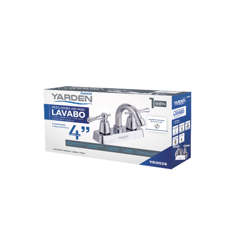 MEZCLADORA ABS LAVABO 4&quot; CUELLO CURVO MANERAL PALANCA       
