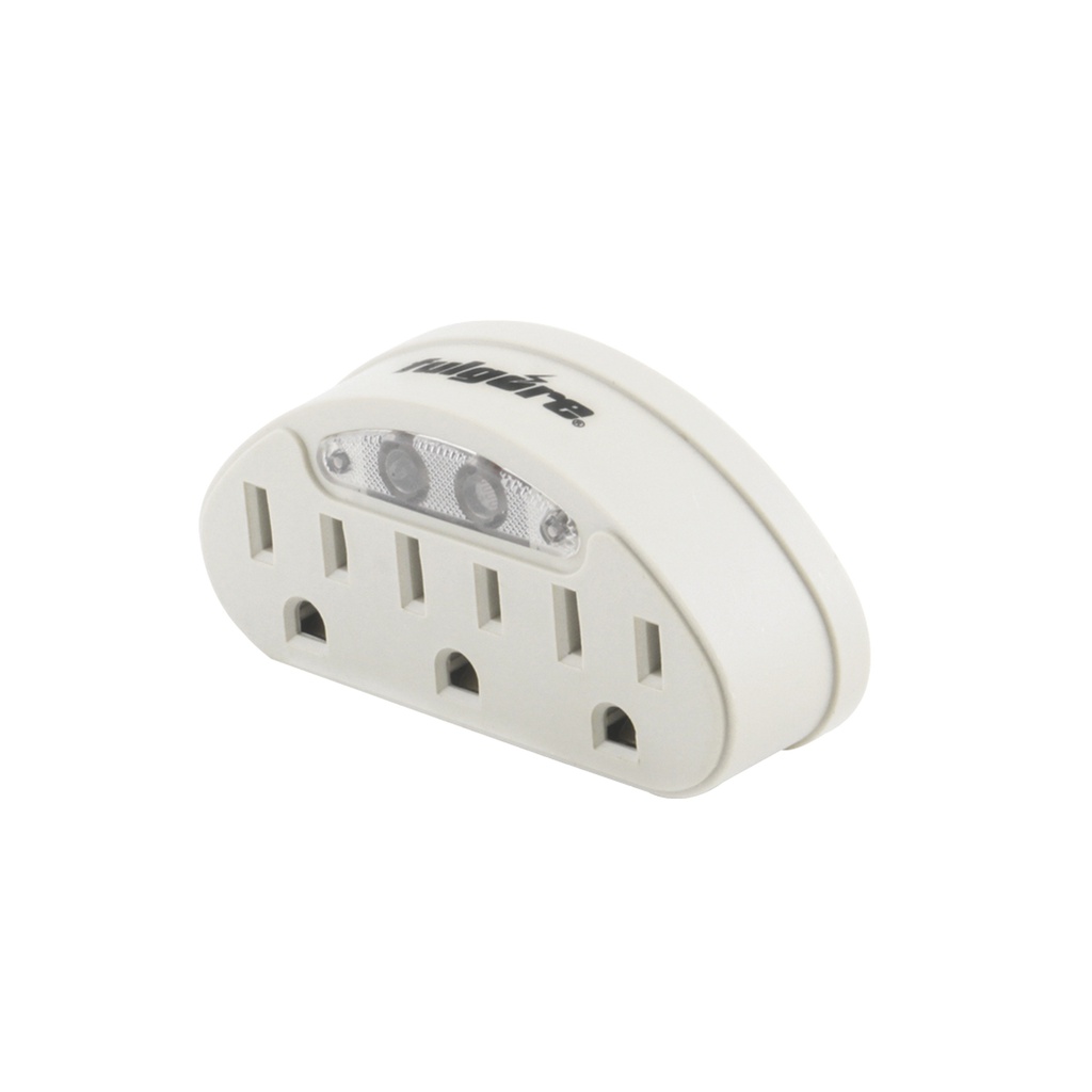 ADAPTADOR TOMACORRIENTE ATERRIZADO CON LUZ DE NOCHE