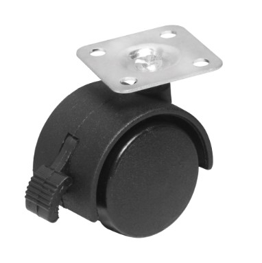 RODAJA DE NYLON CON PLACA Y FRENO 40 MM (1 1/2") TIPO YOYO