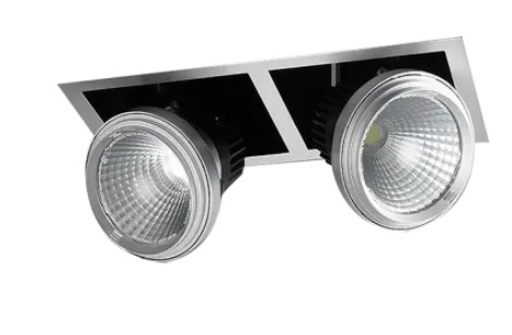 LUMINARIO CUADRADO DE EMPOTRAR LED 1 SALIDA DIRIGIBLE CON REFLECTOR ESPECULAR GRIS 2X25W 110-240V~ 60Hz 4 200 K 4 180 lm