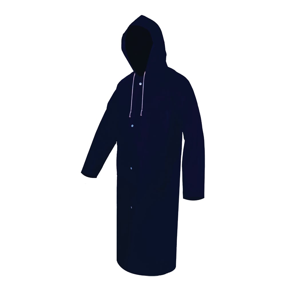 GABARDINA LARGA AZUL IMPERMEABLE ECOFRIENDLY, SELLADA. T-2XG.