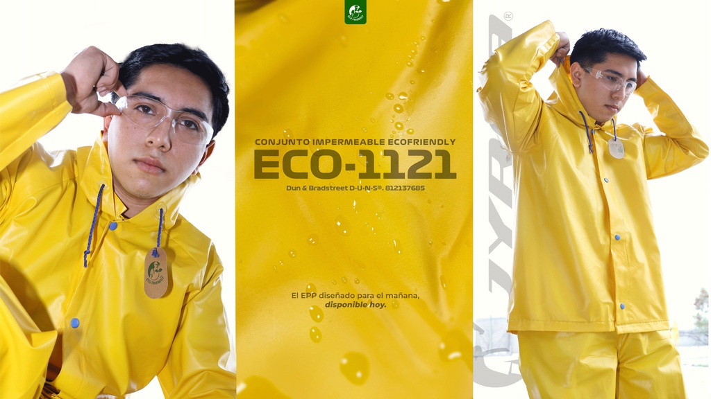 JUEGO IMPERMEABLE AMARILLO ECOFRIENDLY, SELLADO. T-MD.