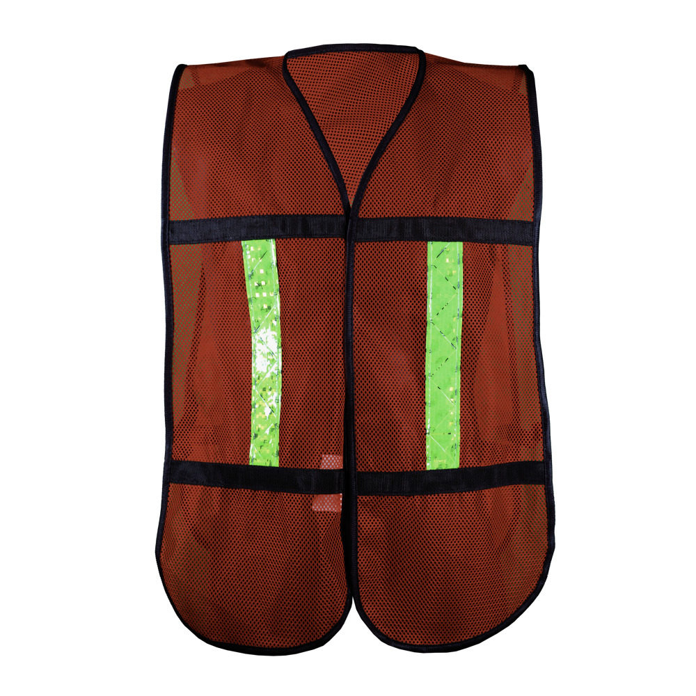 CHALECO ECOFRIENDLY DE MALLA ROJO, C/REF PLASTICO JYRSA MICRO ESFERAS, BIES NEGRO, UNITALLA