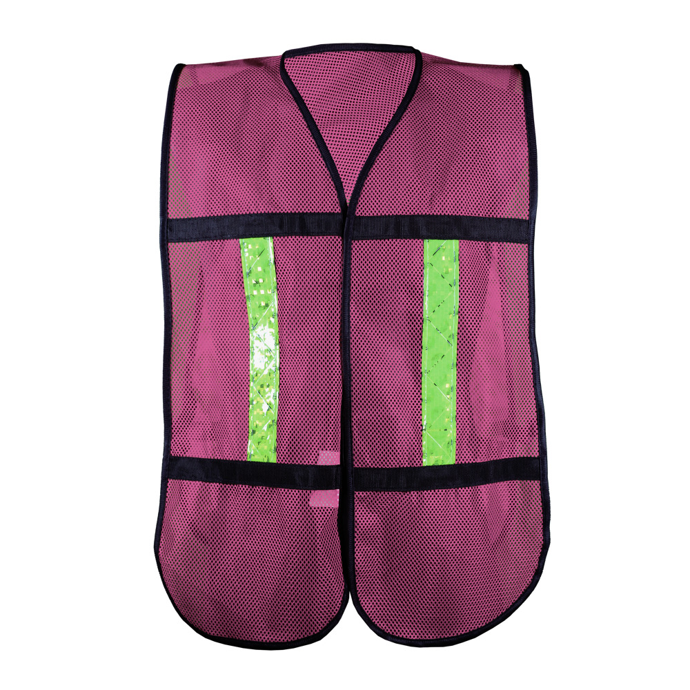 CHALECO ECOFRIENDLY DE MALLA ROSA, C/REF PLASTICO JYRSA MICRO ESFERAS, BIES NEGRO, UNITALLA