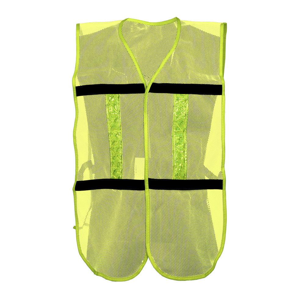 CHALECO ECOFRIENDLY DE MALLA LIGERA CON BIES AMARILLO DE ALTA VISIBILIDAD Y REF/PLASTICO JYRSA