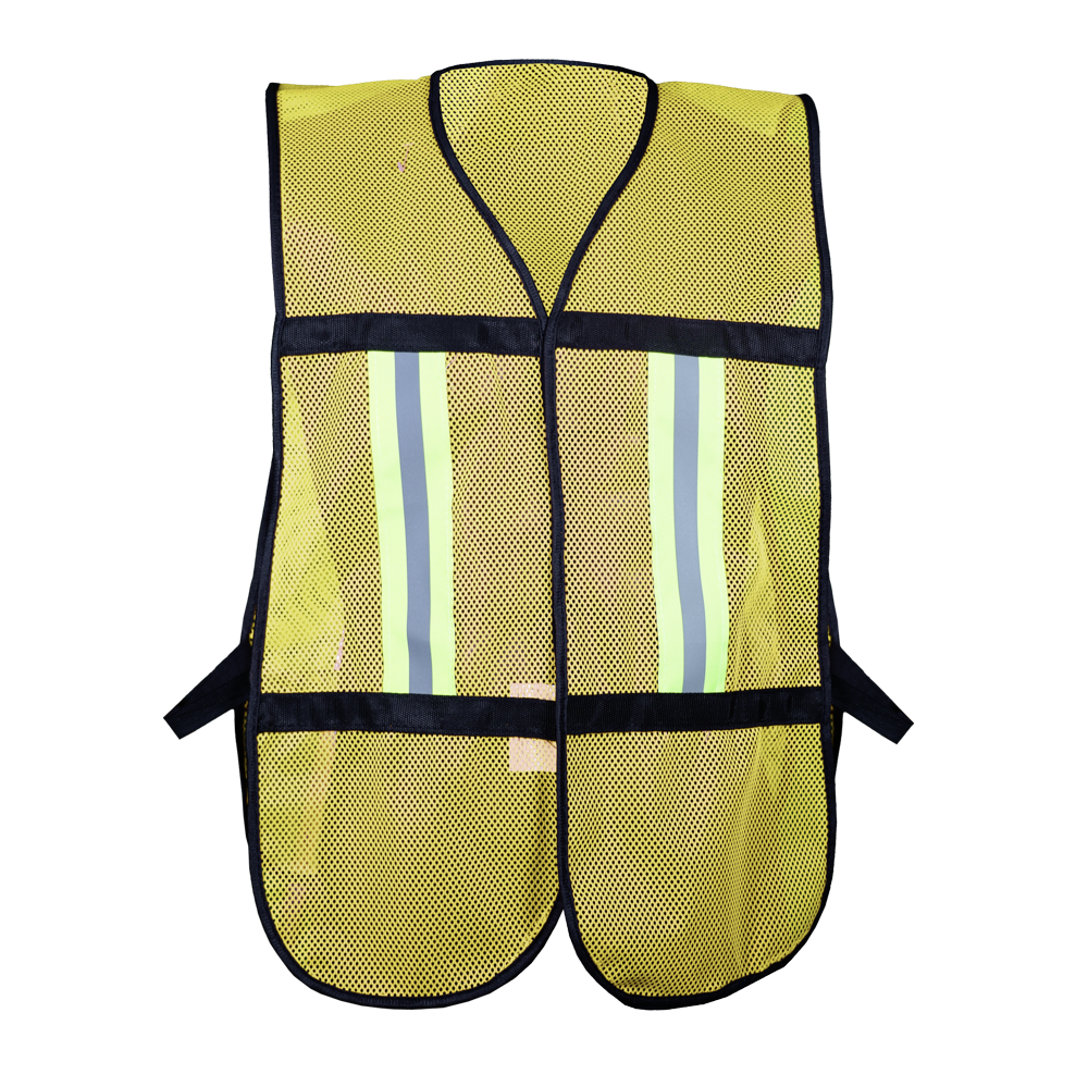 CHALECO ECOFRIENDLY DE MALLA AMARILLO C/REF TEXTIL BICOLOR 2&quot;.