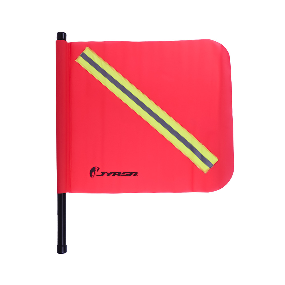 BANDERIN ECOFRIENDLY ANARANJADO DE PVC CON REFLEJANTE TEXTIL.