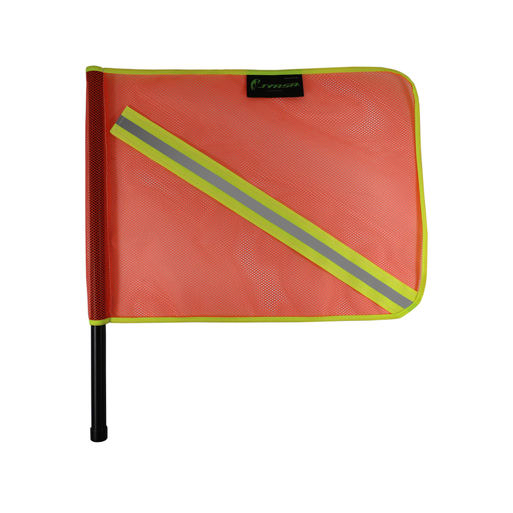 BANDERIN ECOFRIENDLY ANARANJADO DE MALLA CON REFLEJANTE TEXTIL BICOLR 2".