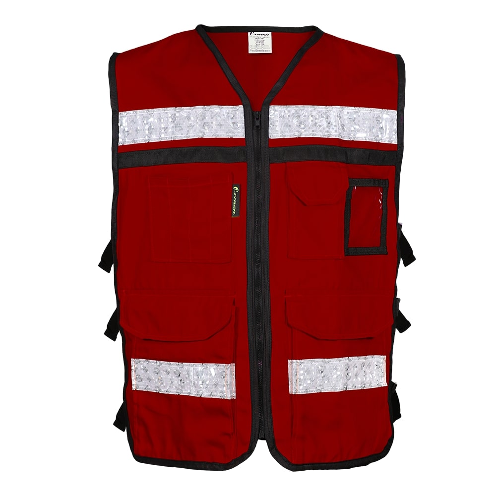 CHALECO RESCATISTA ABIERTO GUINDO 100% ALGODON CON REFLEJANTE TALLA GD