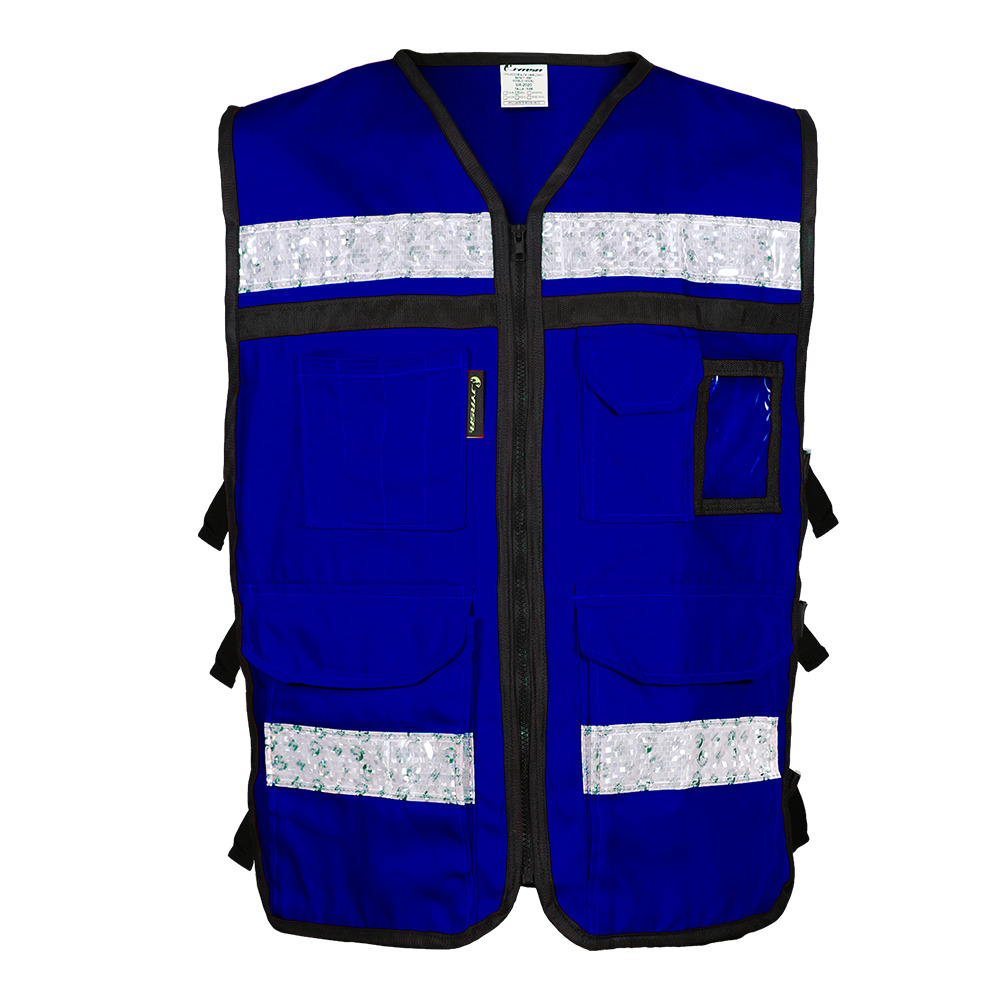 CHALECO AZUL ABIERTO TIPO RESCATISTA CON REFLEJANTES TALLA  2XG