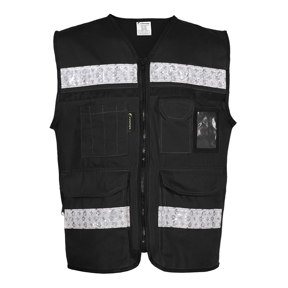 CHALECO RESCATISTA CERRADO NEGRO 100% ALGODON C/ REF TALLA XG