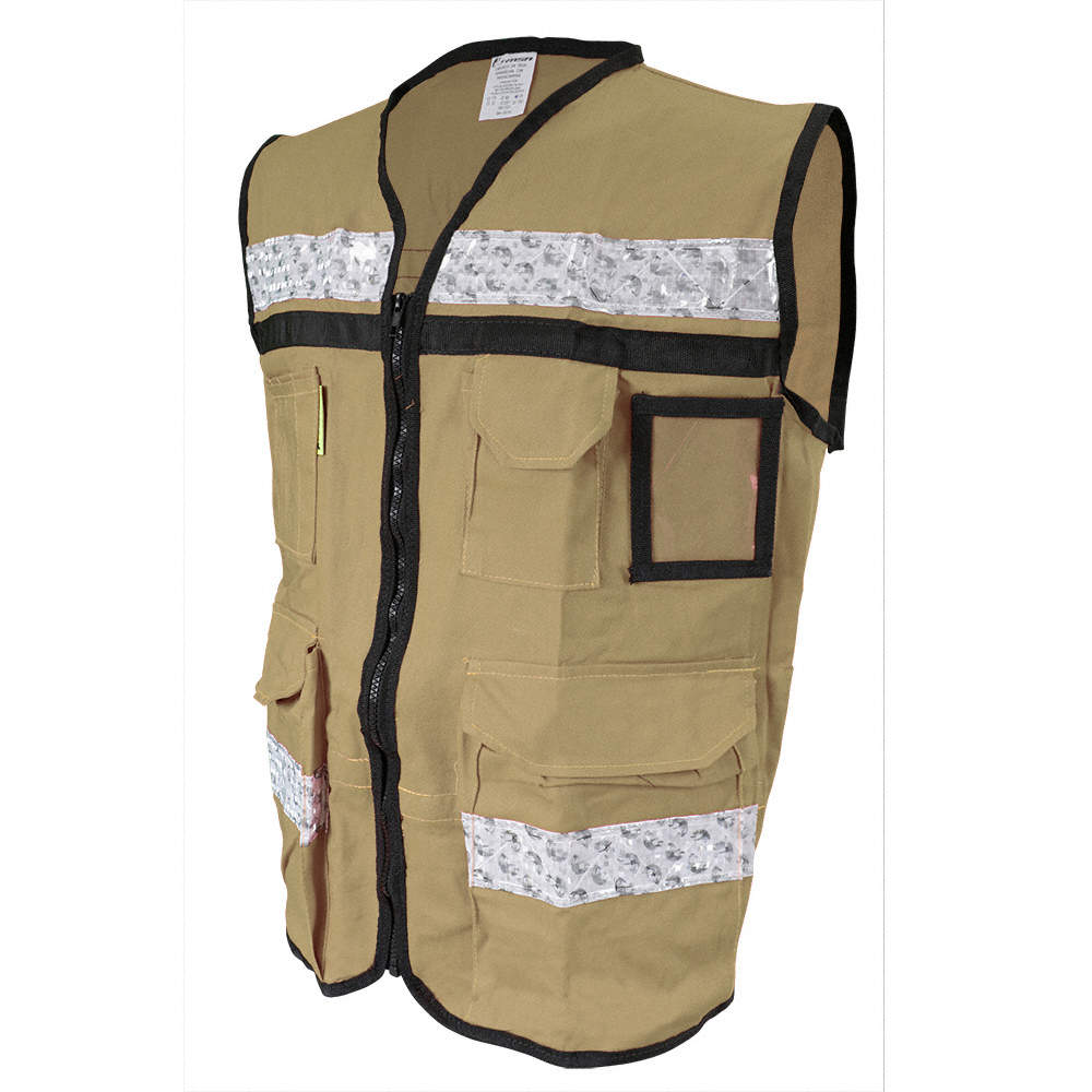 CHALECO RESCATISTA COLOR BEIGE CERRADO TALLA MEDIANA