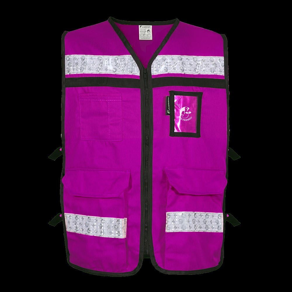 CHALECO RESCATISTA ABIERTO MORADO ALGODON/POLIESTER CON REFLEJANTE TALLA CH