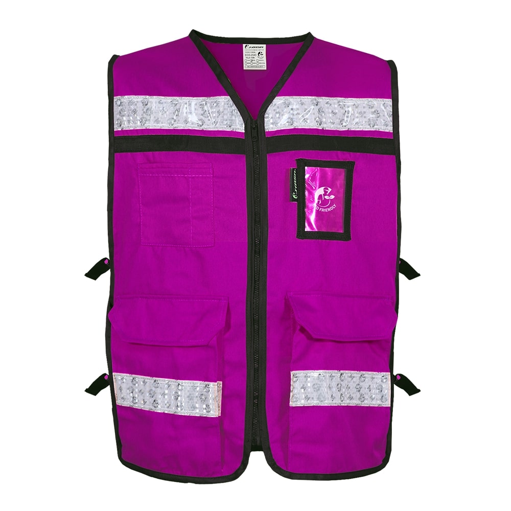 CHALECO RESCATISTA ABIERTO MORADO ALGODON/POLIESTER CON REFLEJANTE TALLA GD