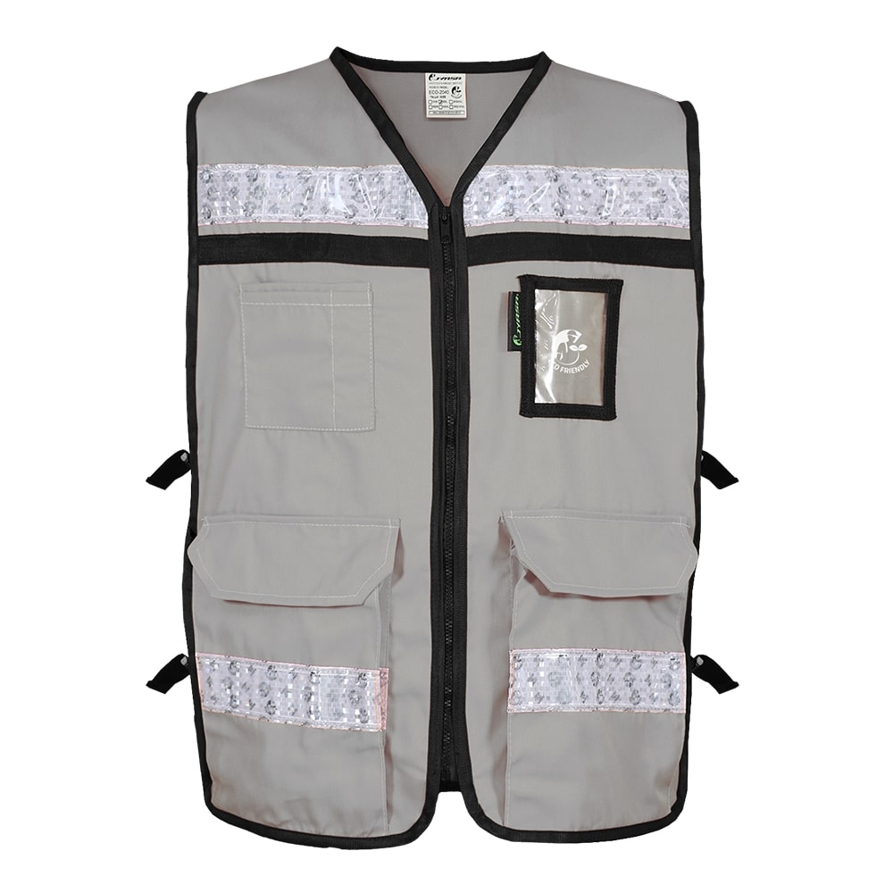 CHALECO RESCATISTA ABIERTO GRIS ALGODON/POLIESTER CON REFLEJANTE TALLA XG