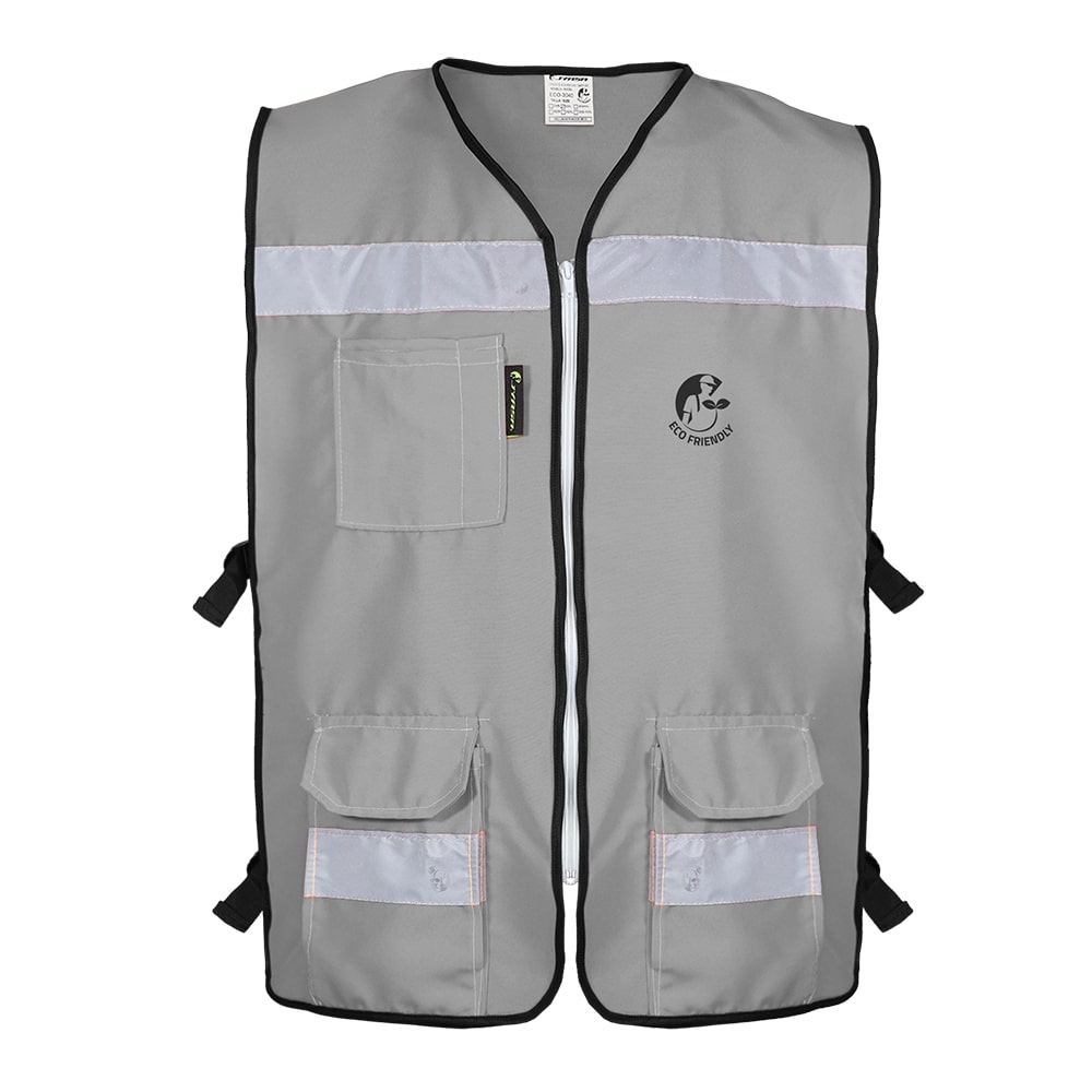 CHALECO RESCATISTA ABIERTO GRIS ALGODON/POLIESTER CON REFLEJANTE TALLA CH