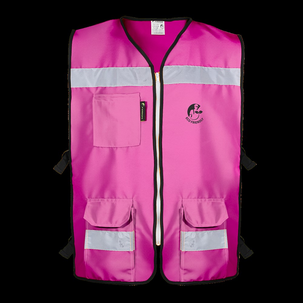 CHALECO RESCATISTA ABIERTO ROSA ALGODON/POLIESTER CON REFLEJANTE TALLA CH