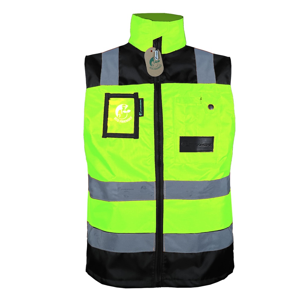 CHALECO ECOFRIENDLY EJECUTIVO DE TRABAJO, ANSI TIPO O CLASE 1, HIGH VISIBILIY AMARILLO/NEGRO T-2XG.