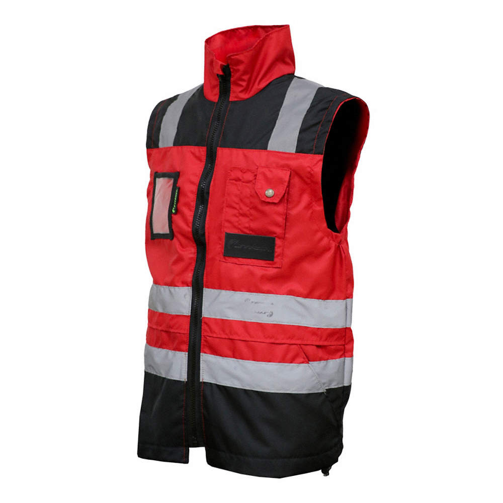 CHALECO ECOFRIENDLY EJECUTIVO DE TRABAJO, ANSI TIPO O CLASE 1, HIGH VISIBILIY ROJO/NEGRO T-2XG.