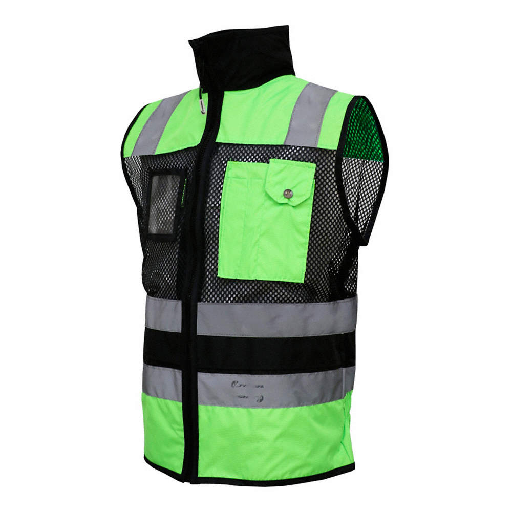 CHALECO DE MALLA ECOFRIENDLY EJECUTIVO DE TRABAJO, ANSI TIPO O CLASE 1, HIGH VISIBILIY VERDE/NEGRO T-MD.