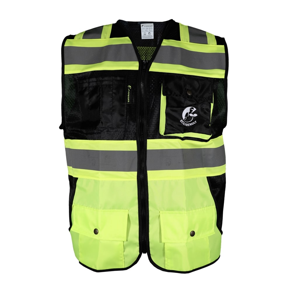 CHALECO DE MALLA NEGRO/AMARILLO ECOFRIENDLY C/REF BICOLOR AMARILLO 3 T-GD